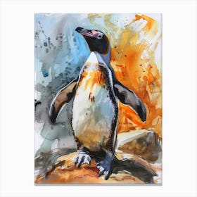 Humboldt Penguin Grytviken Watercolour Painting 3 Canvas Print