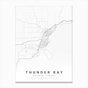 Thunder Bay Ontario Canada White Map Canvas Print