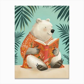 Sloth Bear Reading Storybook Illustration 1 Canvas Print