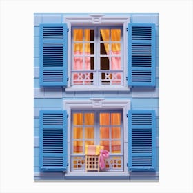 Window With Blue Shutters Canvas Print