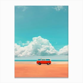 Travel Bus On The Beach 4 Canvas Print