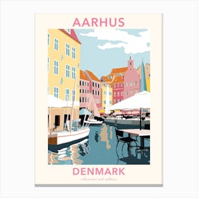 Aarhus, Denmark, Flat Pastels Tones Illustration 4 Poster Canvas Print