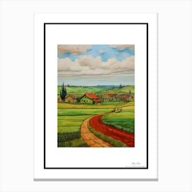 Green plains, distant hills, country houses,renewal and hope,life,spring acrylic colors.49 Canvas Print