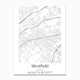 Westfield,United States Minimalist Map Canvas Print