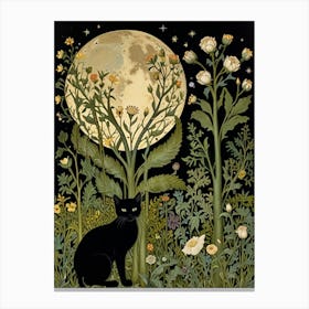 William Morris Black Cat In The Moonlight 9 Canvas Print