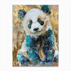 Panda Cub Gold Effect Collage 1 Canvas Print