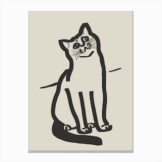 Line Art Cat Drawing 6 Canvas Print