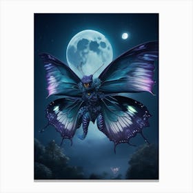 Rpg V5 Butterfly Kaiju Monster Giant Night Time Moon 3 Canvas Print