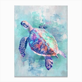 Pastel Sea Turtle In The Ocean 1 Canvas Print
