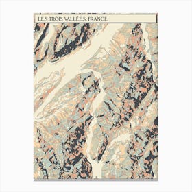 Les Trois Vallees France Hillshade Map Canvas Print