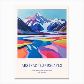 Colourful Abstract Aorak Imount Cook National Park New Zealand 4 Poster Blue Canvas Print