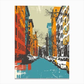 Upper East Side New York Colourful Silkscreen Illustration 4 Canvas Print