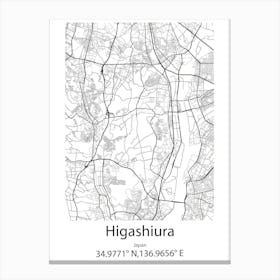 Higashiura,Japan Minimalist Map Canvas Print