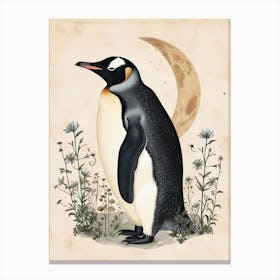 Adlie Penguin Half Moon Island Vintage Botanical Painting 2 Canvas Print