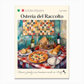 Osteria Del Raccolto Trattoria Italian Poster Food Kitchen Canvas Print