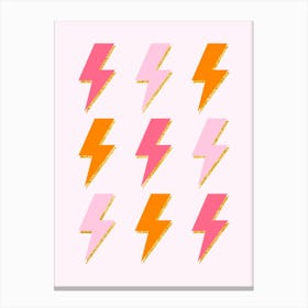 Pink And Orange Lightning Bolts Canvas Print