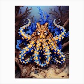 Blue Ringed Octopus Illustration 13 Canvas Print