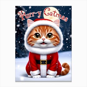 Purr-Y Catmas: Merry Christmas Cat Version 1 Canvas Print