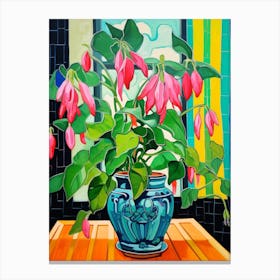 Flowers In A Vase Still Life Painting Fuchsia 3 Canvas Print