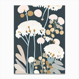 Pearly Everlasting Wildflower Modern Muted Colours 1 Canvas Print