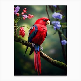 Feathers of Fire: Rosella Jungle Bird Art Canvas Print