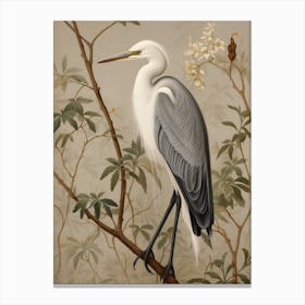 Dark And Moody Botanical Egret 4 Canvas Print
