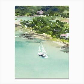 Mayreau Saint Vincent And The Grenadines Watercolour Tropical Destination Canvas Print