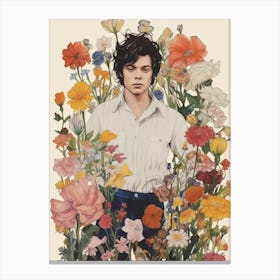 Harry Styles In Flowers Drawing Canvas Print