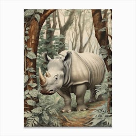 Rhino Walking Beside The Trees 2 Canvas Print