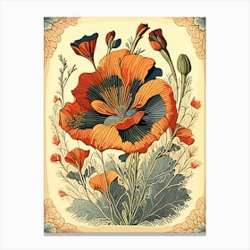 California Poppy Wildflower Vintage Botanical Canvas Print