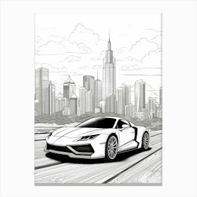 Lamborghini Huracan Line Drawing 2 Canvas Print
