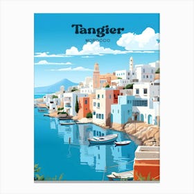 Tangier Morocco Seaside Travel Art Illustration Canvas Print