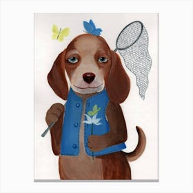 Hund Aquarell Auf Papier Canvas Print