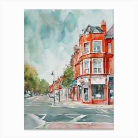 Wandsworth London Borough   Street Watercolour 2 Canvas Print