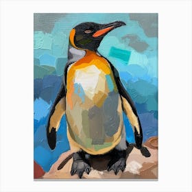 Galapagos Penguin Robben Island Colour Block Painting 1 Canvas Print