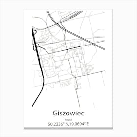 Giszowiec,Poland Minimalist Map Canvas Print