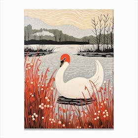 Bird Illustration Swan 4 Canvas Print