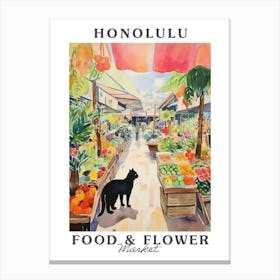 Food Market With Cats In Honolulu 2 Poster Canvas Print