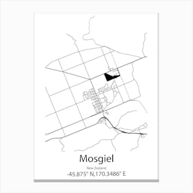 Mosgiel,New Zealand Minimalist Map Canvas Print