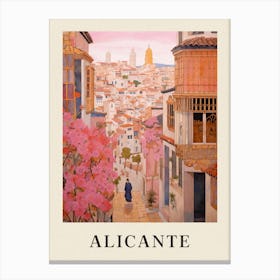 Alicante Spain 4 Vintage Pink Travel Illustration Poster Canvas Print