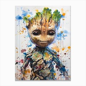 Groot From Guardians Of The Galaxy Watercolor Canvas Print