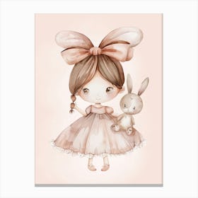 Cute Baby Girl Watercolor Canvas Print