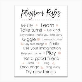 Peach Playroom Rules Canvas Print