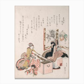 Women Preparing Tea Around The Fire Holder, Katsushika Hokusai Canvas Print