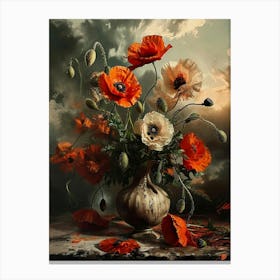Baroque Floral Still Life Poppy 4 Canvas Print