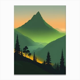 Misty Mountains Vertical Composition In Green Tone 56 Canvas Print