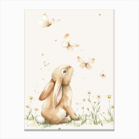 Bunny With Butterflies Kids and Nursery 1 Canvas Print