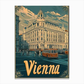 Aihrgdesign A Retro Travel Poster For Vienna 5 Canvas Print