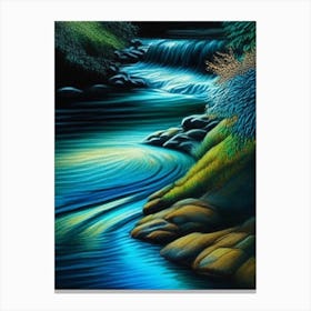 Flowing Water Waterscape Crayon 1 Canvas Print