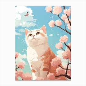 Kawaii Cat Drawings With Butterflies 4 Canvas Print